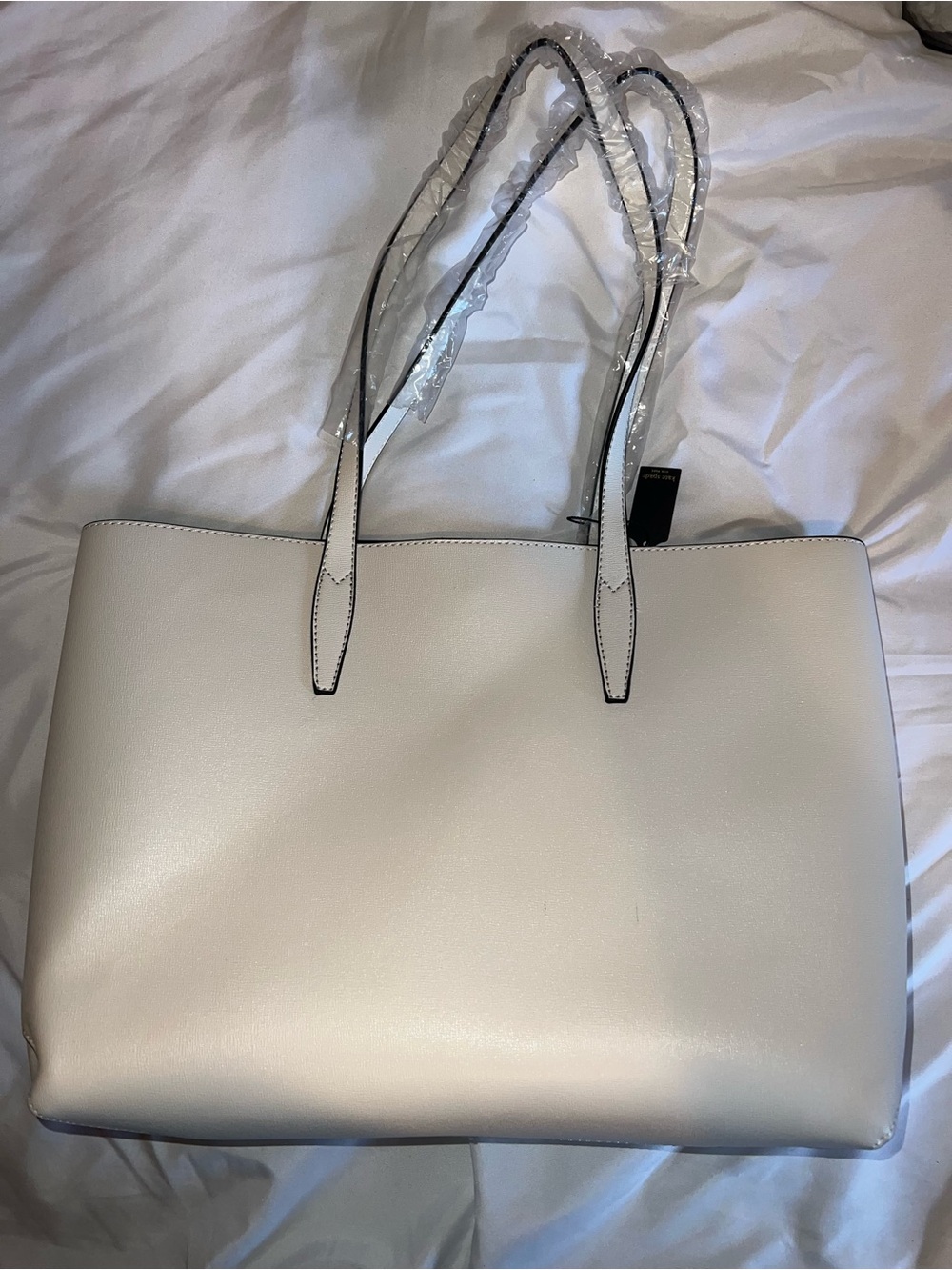 kate spade White Leather Double-Handle Tote - Picture 2 of 4